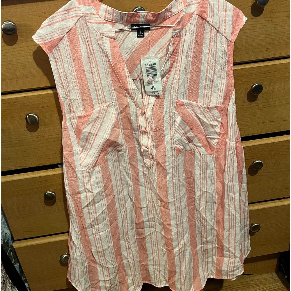 Torrid pink strip light weight tank top
